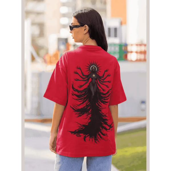 Mystic Shadows Envelop Comfort in the Dark Mystery Figure Oversized T-shirt - Red / XS - Oversized T-shirt