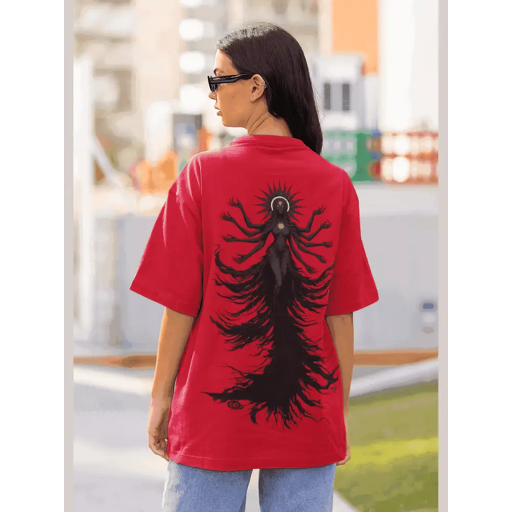 Mystic Shadows Envelop Comfort in the Dark Mystery Figure Oversized T-shirt - Red / XS - Oversized T-shirt