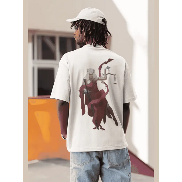 Wicked Soul Man Art Oversized T-Shirt Embraces Urban Dark Academia - White / XS - Oversized T-shirt